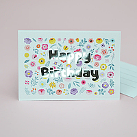 Мини открытки с тиснением "Happy Birthday: цветы", 10 шт