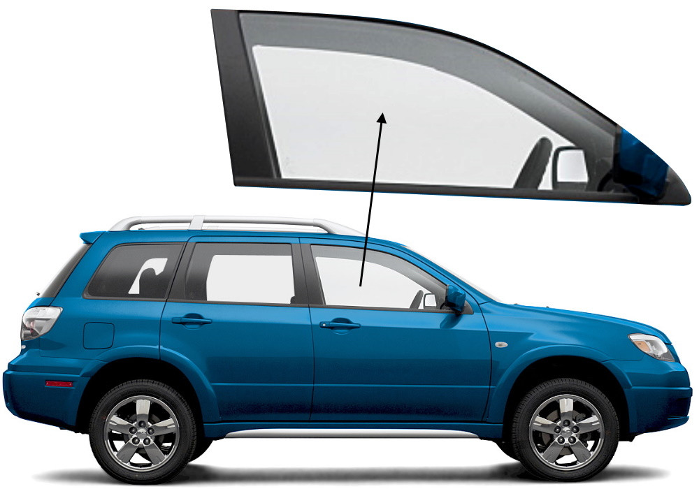 Бічне скло Mitsubishi Outlander 2003-2007 передніх дверей праве, фото 1