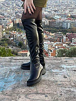 Ботинки женские кожаные зима стрейч высокие труби 40 на 25,5 см