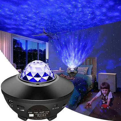 Нічник проектор зоряне небо з Bluetooth колонкою і пультом, фото 2