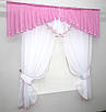 Кухонний комплект "Аннет", шторки з ламбрекеном і підхватами, на карниз 1,5м. Колір білий з рожевим. Код 087к, фото 2