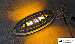 Габаритний ліхтар до вантажівки MAN хромований з логотипом жовтого кольору