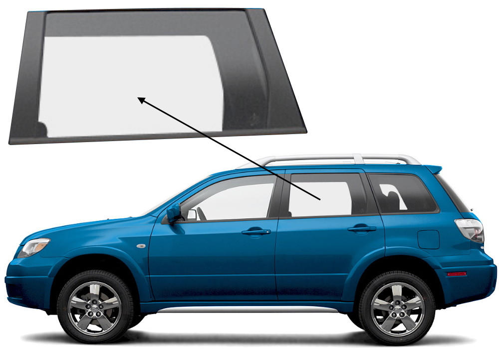 Бічне скло Mitsubishi Outlander 2003-2007 задніх дверей ліве, фото 1