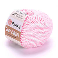 Пряжа YarnArt Baby Cotton, Светло-рожевий №410, (Ярнарт Бебі Коттон) 50гр., 165м. нитки для вязания