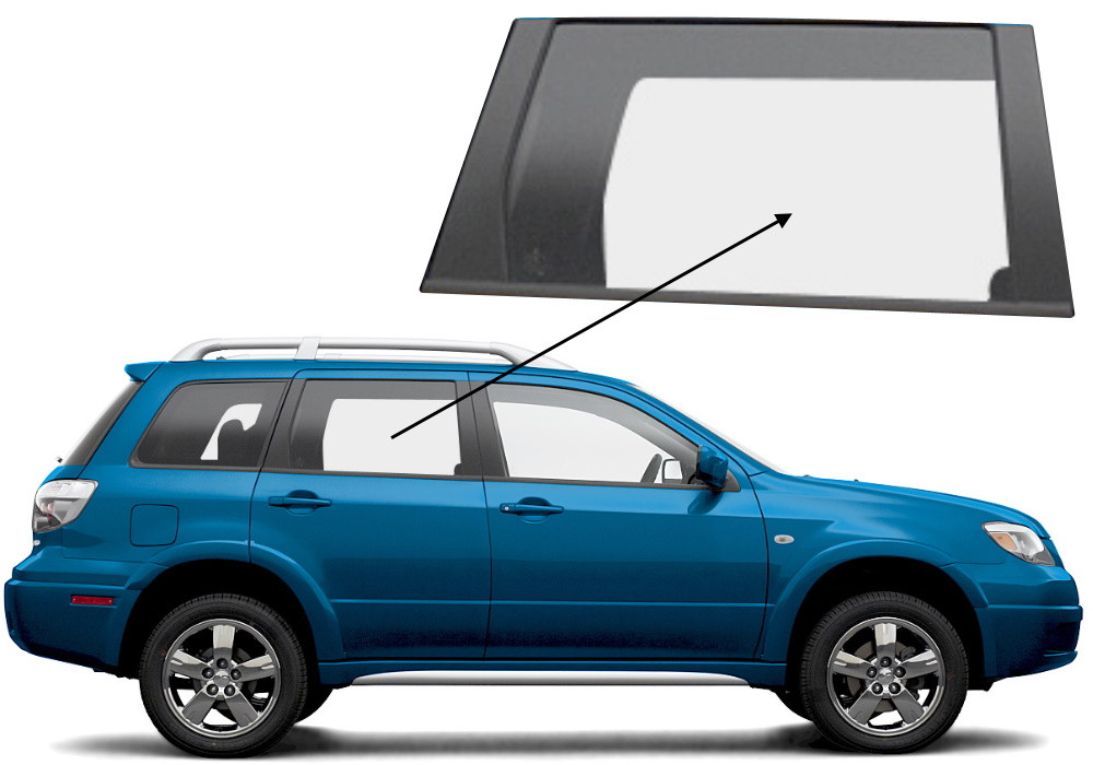 Бічне скло Mitsubishi Outlander 2003-2007 задніх дверей праве, фото 1