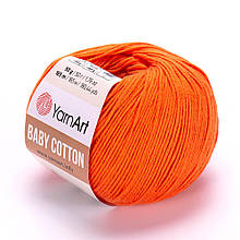 Пряжа YarnArt Baby Cotton, Морква №421, (Ярнарт Бебі Коттон) 50гр., 165м. нитки для в'язання