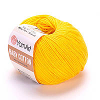 Пряжа YarnArt Baby Cotton, Яскраво-Желтый №432, (Ярнарт Бебі Коттон) 50гр., 165м. нитки для вязания