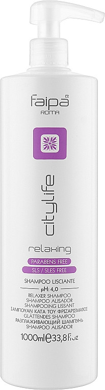 FAIPA CITY LIFE Anti Frizz Relaxer Shampoo Шампунь розгладжуючий з Молочними протеїнами pH4.0, 1л (Оригінал)