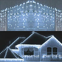Уличная гирлянда Бахрома новогодняя светодиодная морозостойкая 192 LED 6м x 0.6м 220В холодный белый