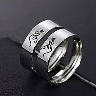 Парные кольца "Сердце в подарок" ювелирная сталь с рисунком - оригинальное признание в любви парню девушке