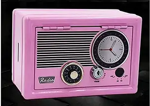 Скарбничка Сейф металевий дитячий Metal Safe Radio Радіо Рожевий, фото 6