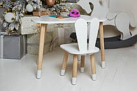 Детский столик и стульчик зайчик, деревянный столик со стулом, детский стол, детский столик, парта, опт, дроп