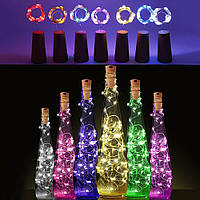 Светодиодная Пробка гирлянда для бутылки на батарейках 20 LED 2 м разноцветная (5шт/уп)