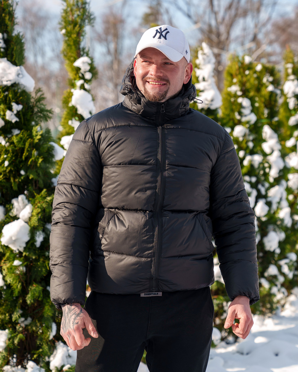 Чоловіча коротка куртка пуховик чорна, фото 1