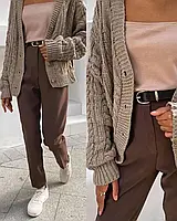 Классные стильные бомбезные укороченные женские брюки Костюмная ткань 42,44,46,48 Цвета 3 Шоколадный