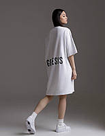 Модная женская летняя свободная футболка-туника с буквами на спине Турецкий кулир 42-44,44-46 Цвет белый