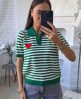 Оригинальная стильная женская кофточка Турция Машинная вязка 42-46 Цвета 4 бело-зеленый