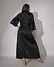 Халат жіночий довгий шовковий Чорний, фото 4