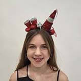 Новорічний обруч з ялинкою, черевиками Санти та подарунками | Для дорослих і підлітків, фото 2