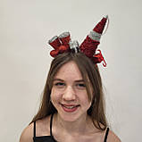 Новорічний обруч з ялинкою, черевиками Санти та подарунками | Для дорослих і підлітків, фото 4