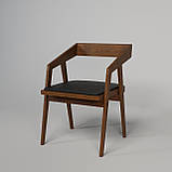 Дизайнерський стілець "Гранде" з дерева сидіння Чорна екошкіра, фото 2