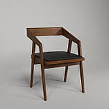 Дизайнерський стілець "Гранде" з дерева сидіння Чорна екошкіра, фото 2
