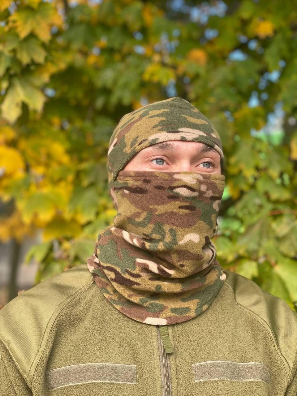 Балаклава чоловіча тактична підшоломник флісова мультикам зимова тепла