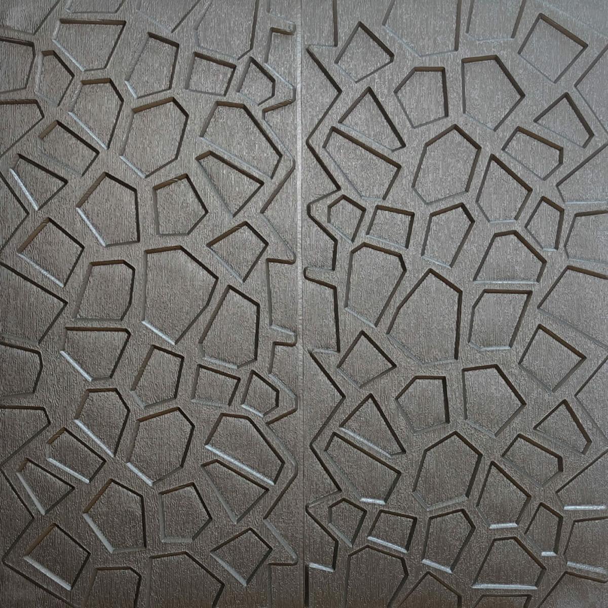 Самоклейна декоративна стельово-стінова 3D панель срібна 700x700x8м (118) SW-00000236