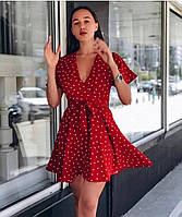 Стильне модне жіноче плаття-сарафан із заходом. Мини. Суперсофт 42-46;48-50 Колір3 Червоний