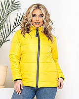 Жіноча куртка на синтепоні осінь-зима великих розмірів 48-50; 52-54; 56-58 жовта