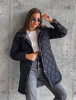 Модна жіноча трендова стеганна курточка/пальто стеганне на кнопках Плащовка+синтепон100 42-44,44-46, 446-48