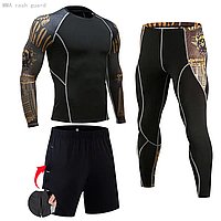 Компресійний одяг для спорту/комплект для тренувань 3в1/одяг для боротьби/комплект для єдиноборств ММА