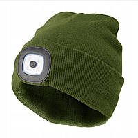 Шапка с перезаряжаемым LED фонарём Portwest B029 USB Хаки