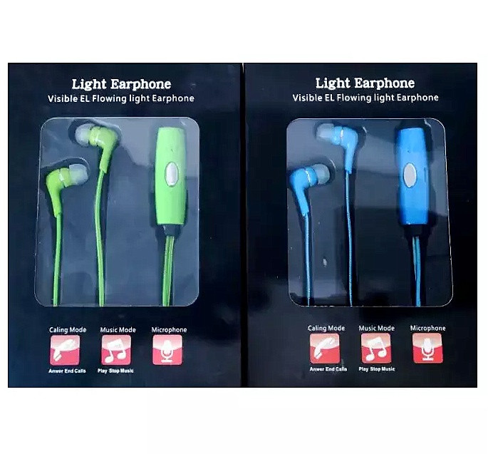 Универсальные наушники светящиеся в темноте Light Earphone с микрофоном - фото 2 - id-p2039616903