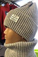 Комплект зимовий в язаний для підлітків від 8 років/шапка і баф/повний фліс