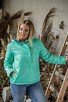Зимняя женская укороченная куртка на силиконе Плащёвка + утеплитель силикон 200 52-54 Цвета 2 мята
