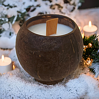 Унікальна Арома свічка з кокосового воску в кокосі з дерев'яним ґнотом