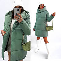 Теплющая зимняя куртка женская -пуховик с капюшоном Размеры 42, 44, 46, 48, 50,52, 54, 56 оливка