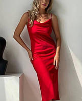 Очень нежное приталенное шелковое женское платье. Бретелька, декольте 42-44,44-46 Длина 110 Цвет 9 Красный