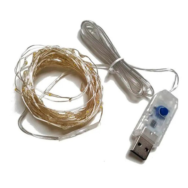 Новорічна гірлянда-нитка "Роса" від USB і з пультом ДК 500 LED <unk> Білий