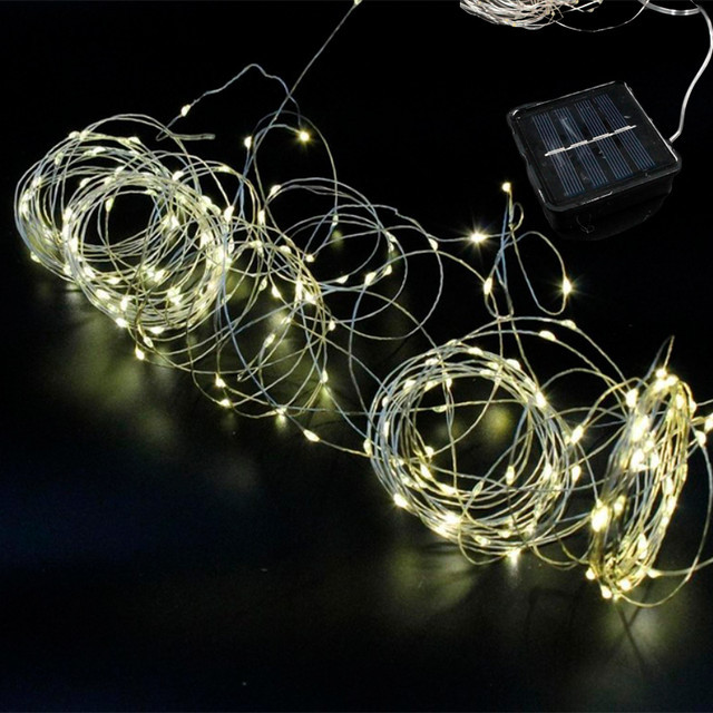 Новорічна світлодіодна гірлянда із сонячною панеллю "Роса" 100Led <unk> 10 метрів