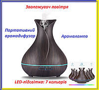 Увлажнитель воздуха паровой ультразвуковой с подсветкой, аромалампа с увлажнителем, портативный аромадиффузор