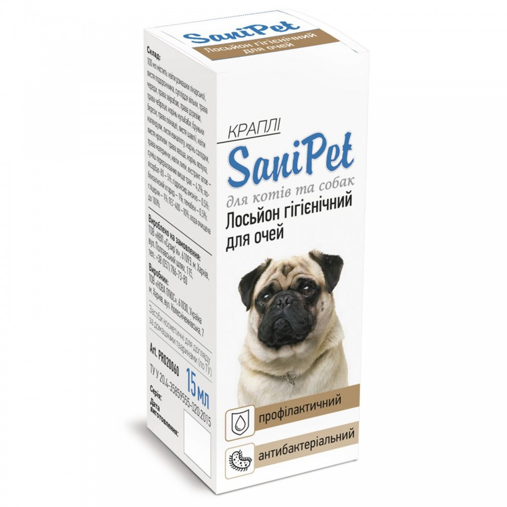 Лосьон Природа Sani Pet для догляду за очима котів і собак, краплі 15 мл (PR020060)