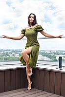 Модное летнее платье, легкое воздушное Турецкий вискозный штапель 42,44,46,48 Цвет Васаби