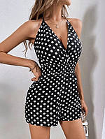 Модный стильный женский комбинезон, короткие шорты Лето Софт принт 42-44,46-48 Цвет Чёрный