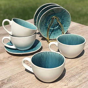 Набір чашок із блюдцями 250 мл Тотем 8 предметів гарний комплект чашок та блюдець, фото 2