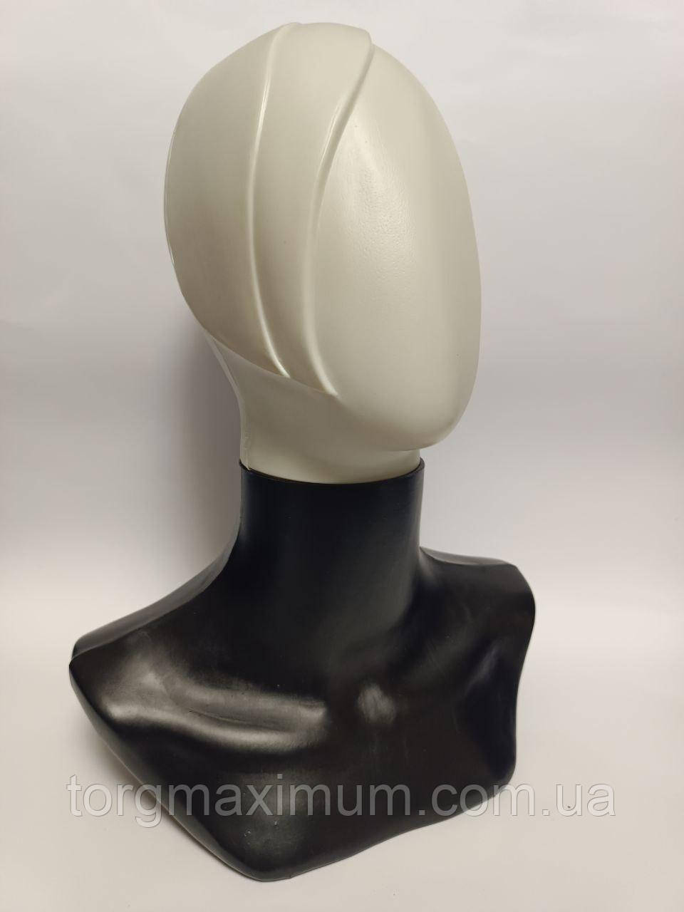 Жіночий манекен голови білий з чорним бюстом (з чолкою), фото 1