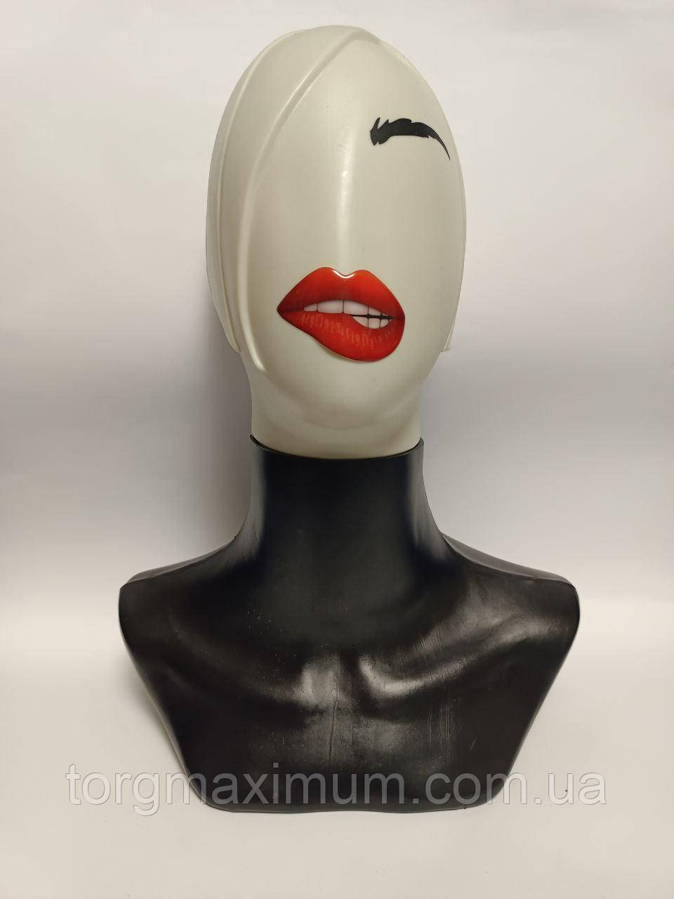 Манекен голова женская белая с черным бюстом (с макияжем) - фото 2 - id-p2043972114