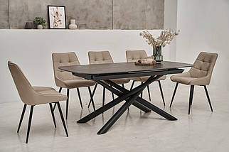 TML-960 стіл розкладний 180/240 см матова кераміка містік браун + чорний TM Vetro Mebel, фото 2