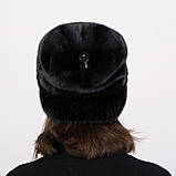 Жіноча норкова шапка кубанка бант з трикотажем, фото 4